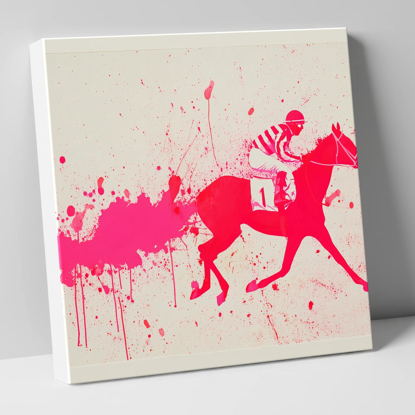Magenta Racing Surge racing horse canvas wall art