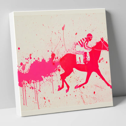 Magenta Racing Surge racing horse canvas wall art