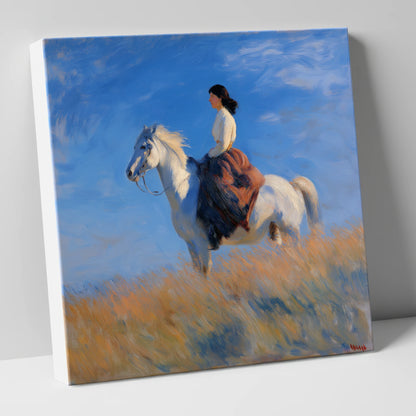 Across the Golden Fields horse & rider canvas wall art