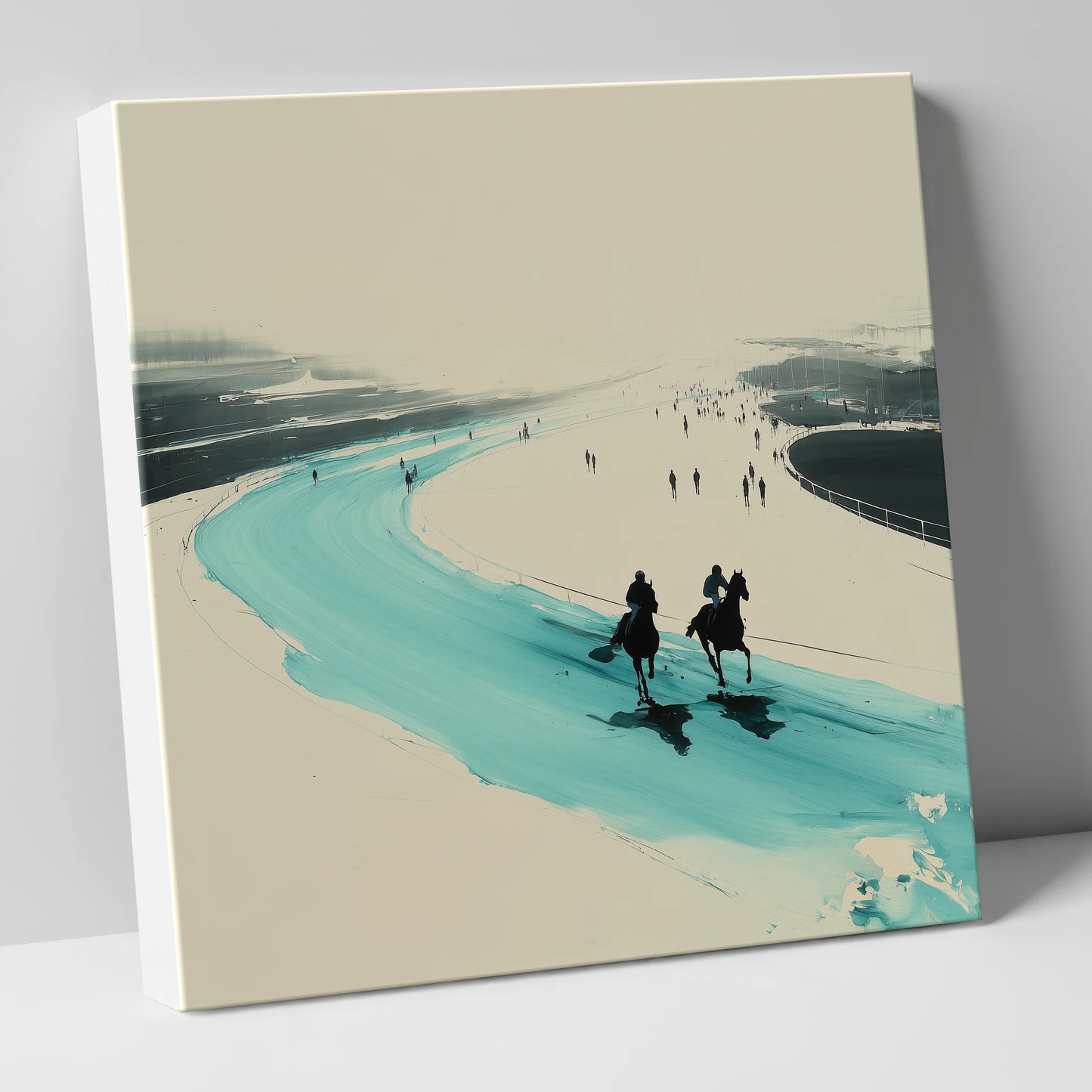 Sweeping the Bend racing horse canvas wall art