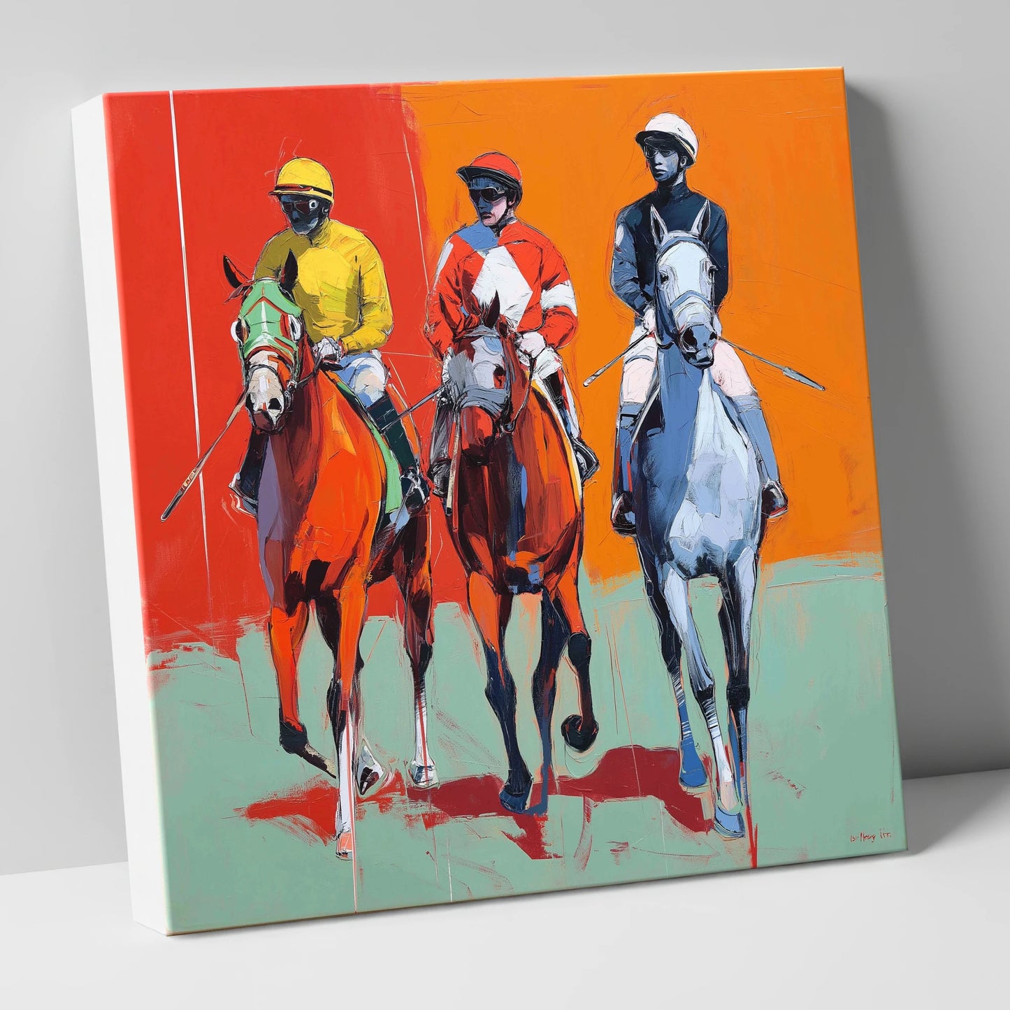 Three to the Post racing horse canvas wall art