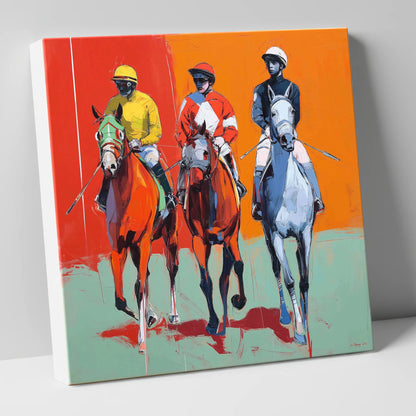 Three to the Post racing horse canvas wall art