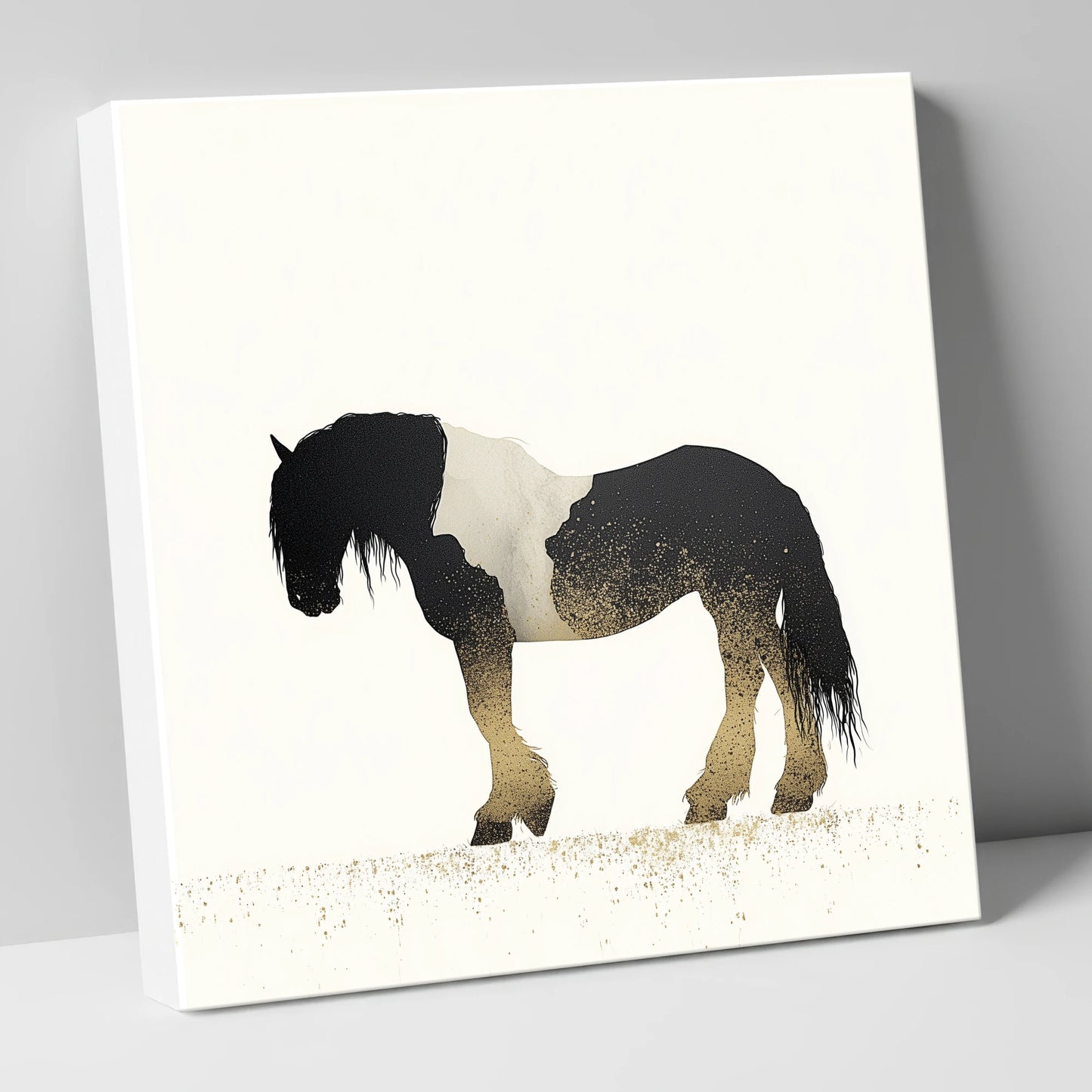 Gilded Piebald Profile horse breed canvas wall art
