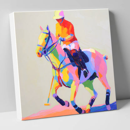 Vibrant Polo Pace polo horse canvas wall art