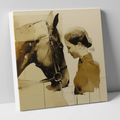 Unspoken Connection horse & rider canvas wall art