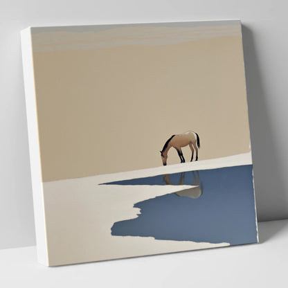 Solitary Reflection horse landscape canvas wall art