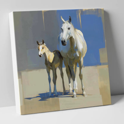 Sunlit Bonds mare & foal canvas wall art