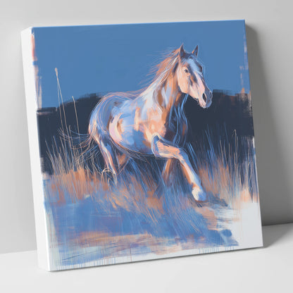 Wanderer in Blue horse landscape canvas wall art