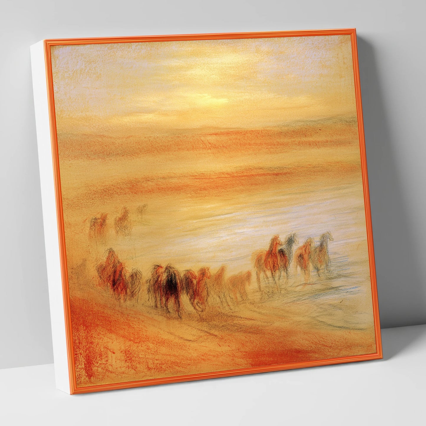 Terracotta Sunrise Herd horse landscape canvas wall art