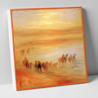 Terracotta Sunrise Herd horse landscape canvas wall art