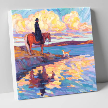 Evening Tide Halt beach horse canvas wall art