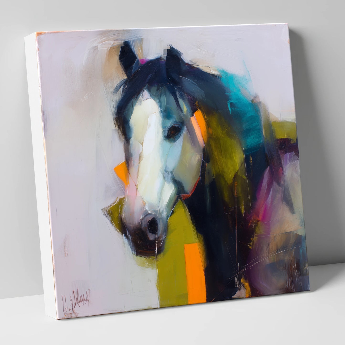 Contemporary Blaze Portrait horse portrait canvas wall art