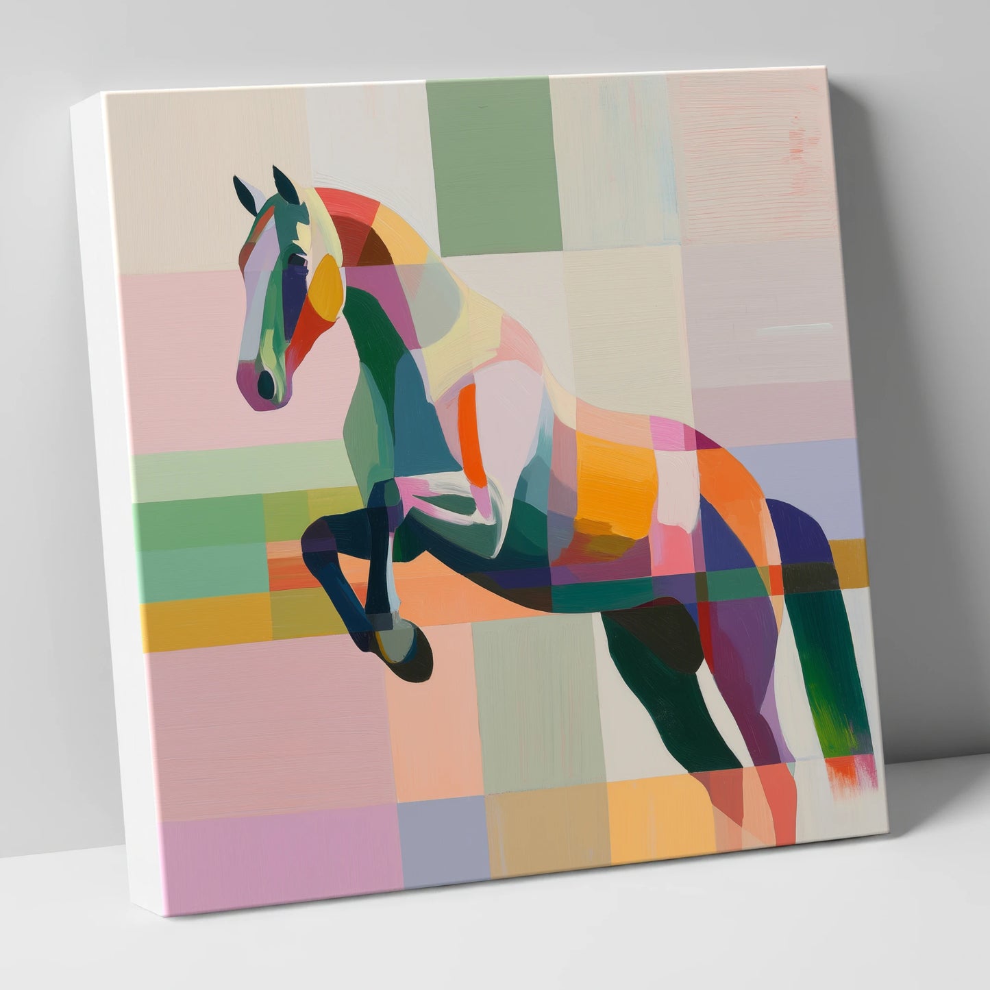 Modern Equine Leap show jumping horse canvas wall art