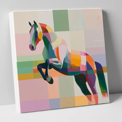 Modern Equine Leap show jumping horse canvas wall art