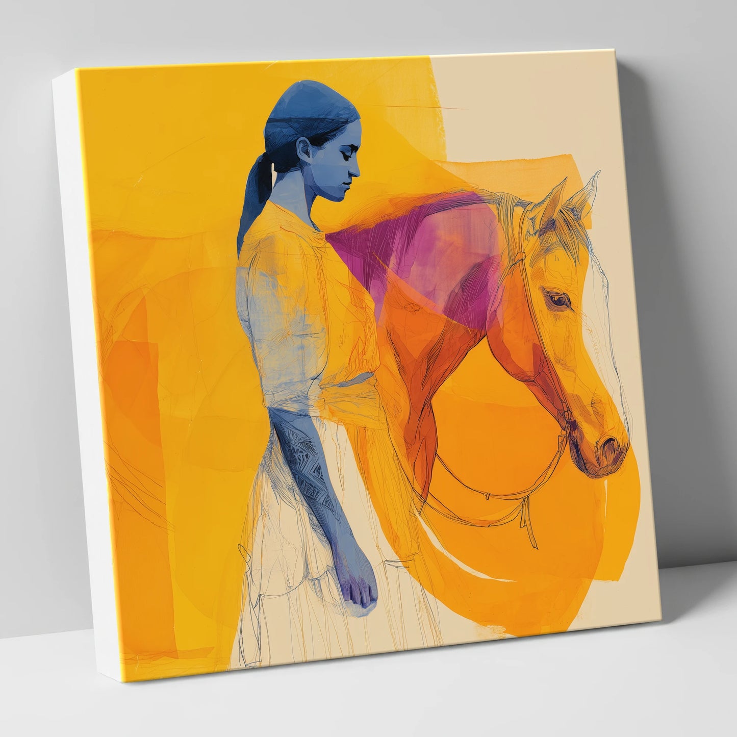 Vivid Bond horse & rider canvas wall art
