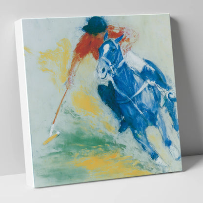 Cerulean Polo Strike polo horse canvas wall art