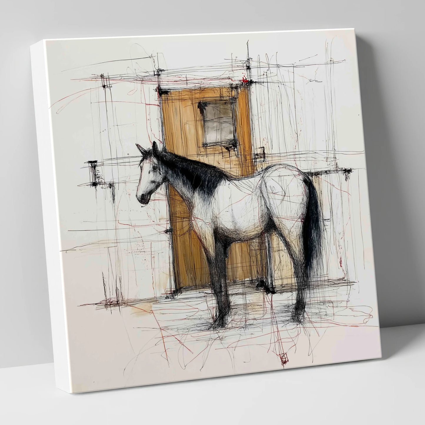 Waiting At The Stable Door horse stable canvas wall art