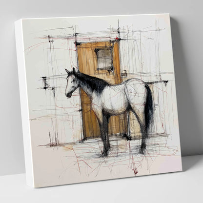 Waiting At The Stable Door horse stable canvas wall art