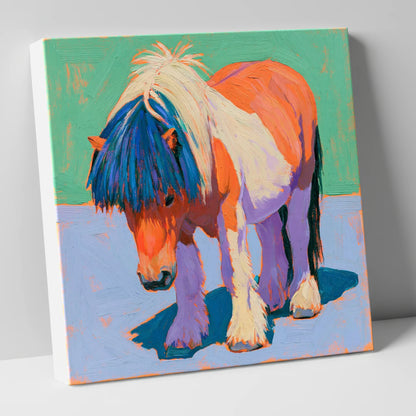 Shetland Pony In Vivid Colours horse breed canvas wall art
