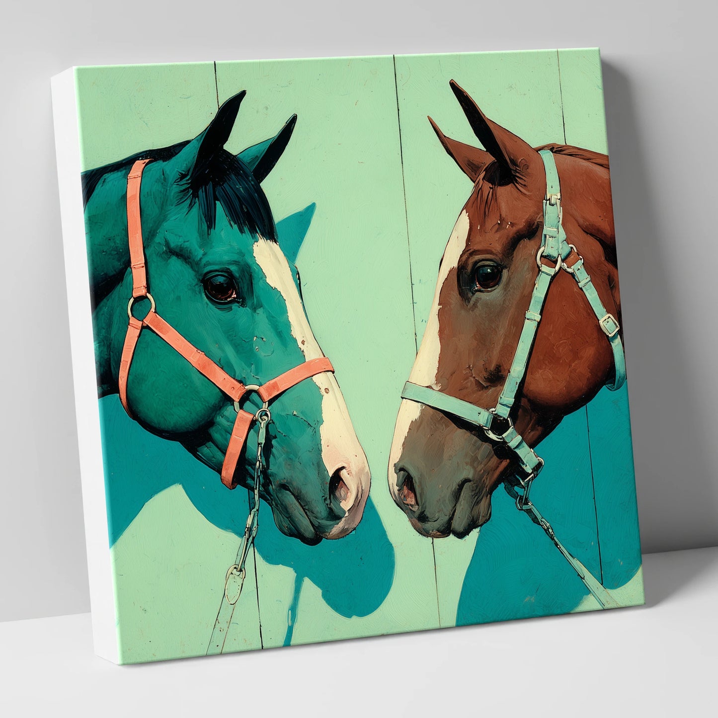 Vivid Companions horse portrait canvas wall art