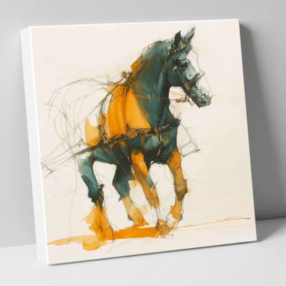 Dynamic Harness Stride working horse canvas wall art