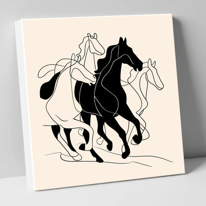 Synchronised Strides wild horses canvas wall art