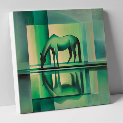 Verdant Reflection horse portrait canvas wall art