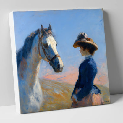 The Golden Gaze horse & rider canvas wall art
