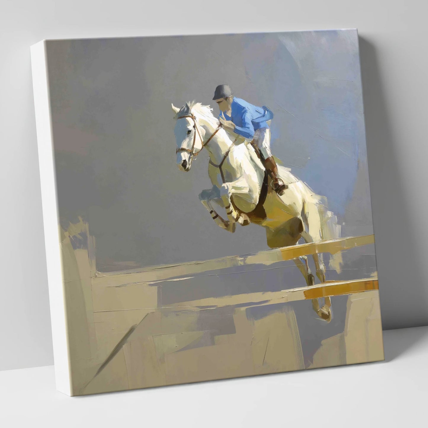 Soaring Grey Showjumper show jumping horse canvas wall art