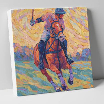 Vivid Polo Pursuit polo horse canvas wall art