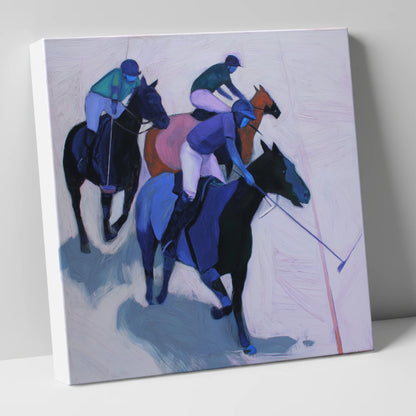 Midnight Pursuit on the Field polo horse canvas wall art