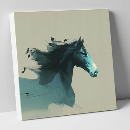 Dynamic Teal Spirit horse breed canvas wall art