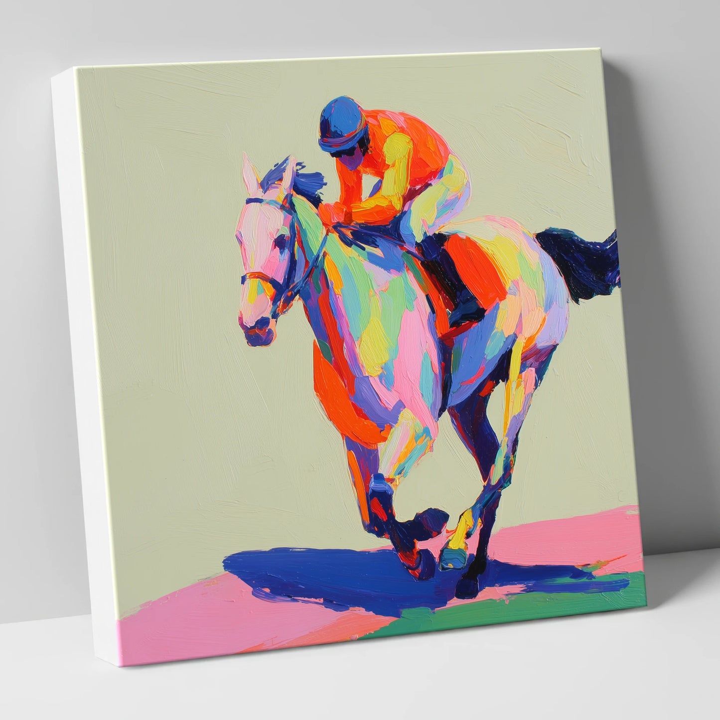 Technicolour Sprint racing horse canvas wall art