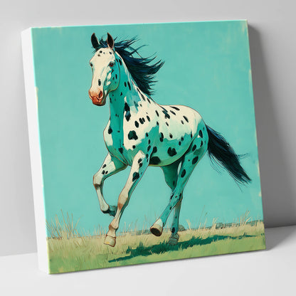 Teal Leopard Appaloosa horse breed canvas wall art