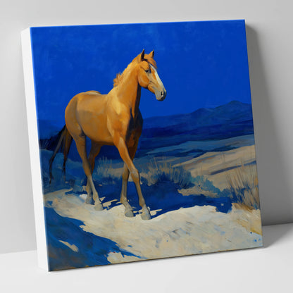 Sunlit Chestnut Stride horse landscape canvas wall art