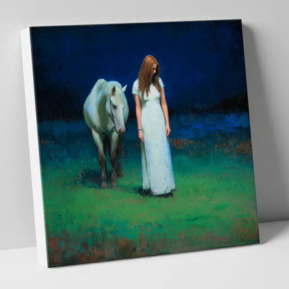 The Quiet Hour horse & rider canvas wall art