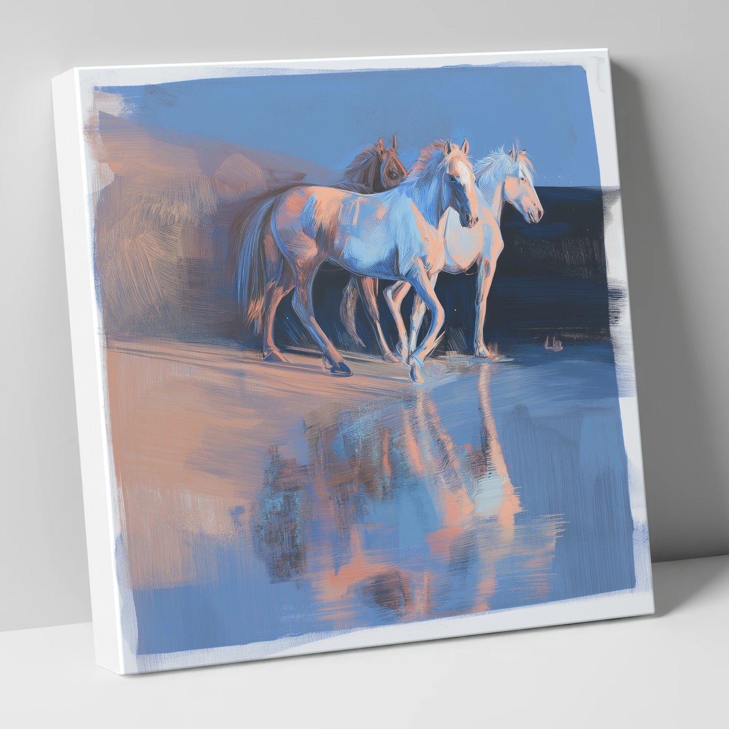 Wild Reflections at Dawn wild horses canvas wall art