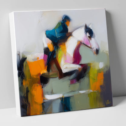 Vivid Flight show jumping horse canvas wall art