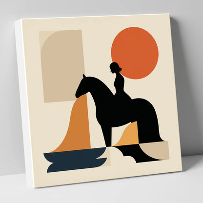 Abstract Equestrian Silhouette horse & rider canvas wall art