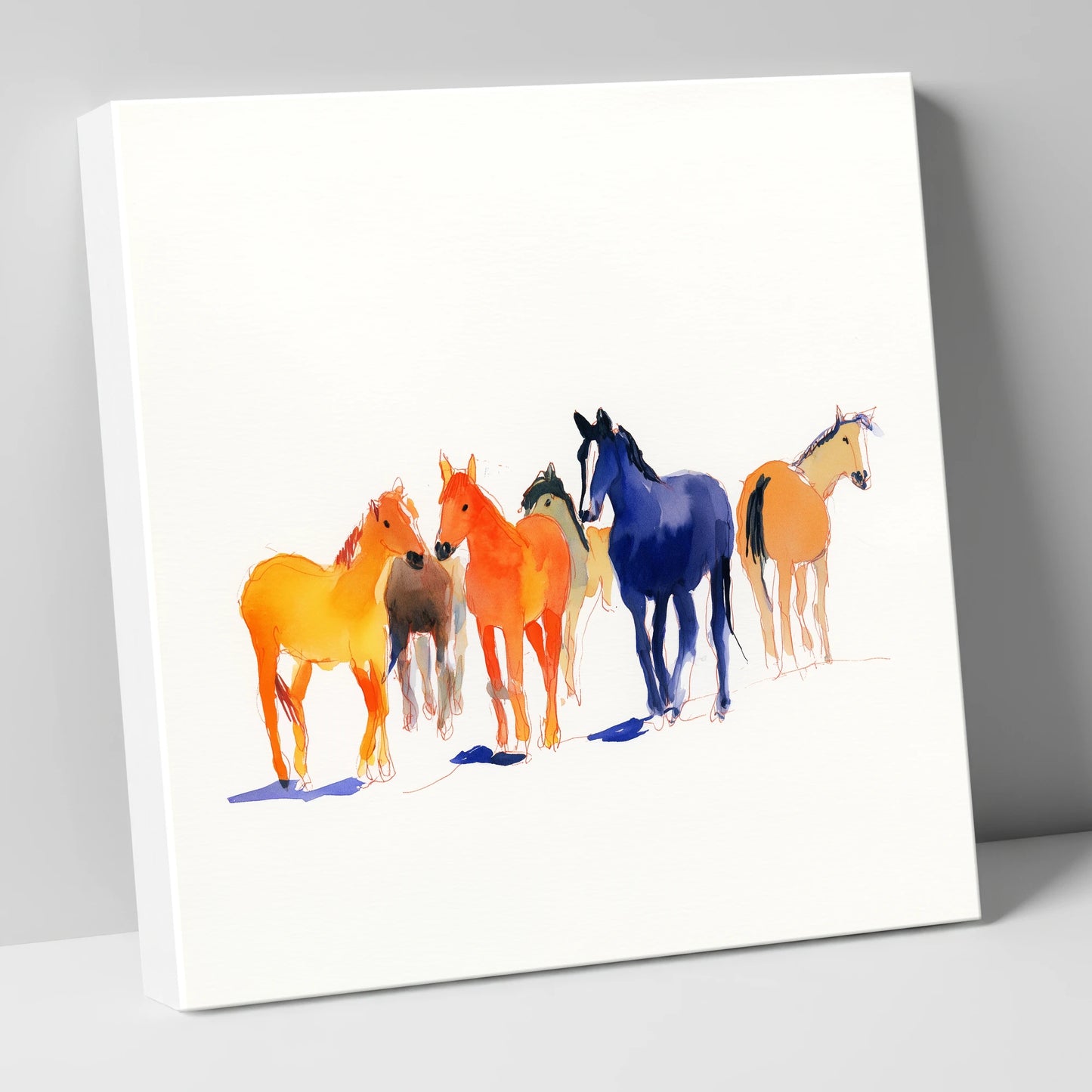 Vibrant Herd horse landscape canvas wall art