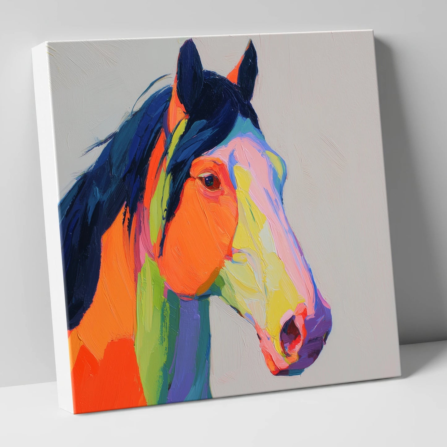 Technicolour Equine Profile horse portrait canvas wall art
