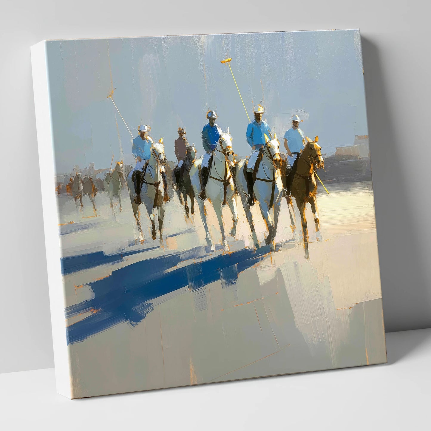 Sunlit Polo Approach polo horse canvas wall art