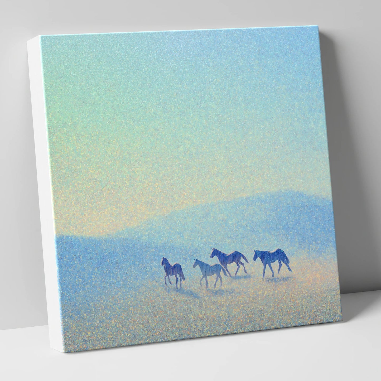 Ethereal Blue Herd wild horses canvas wall art