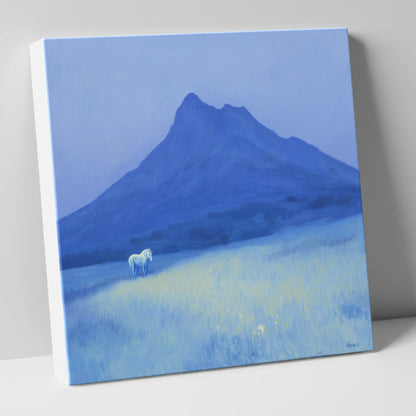 Azure Mountain Solitude horse landscape canvas wall art