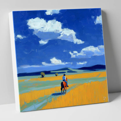 Riding the Big Sky western horse canvas wall art