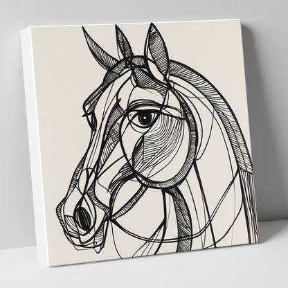 Bold Linear Equine horse portrait canvas wall art