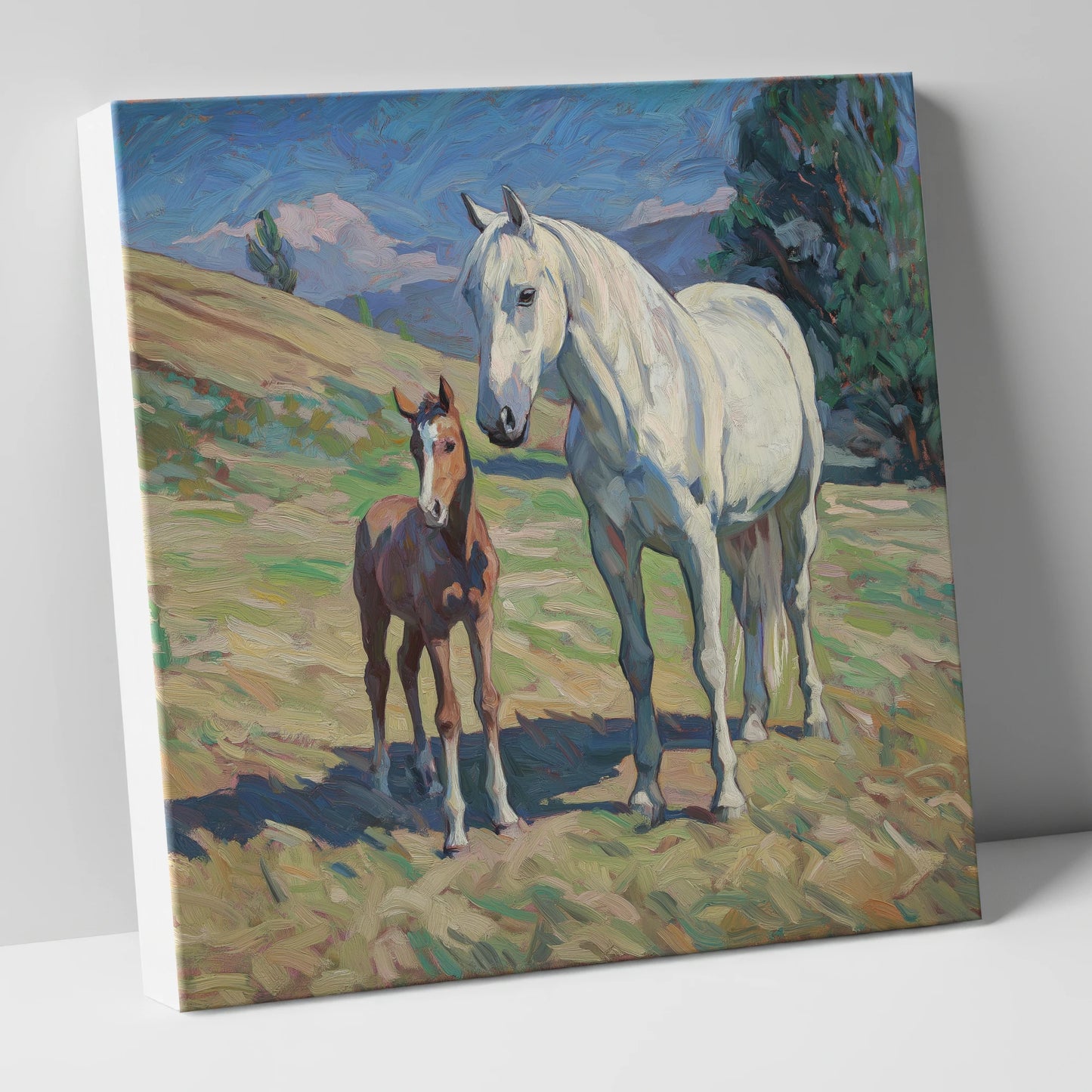 The Gentle Guardian mare & foal canvas wall art