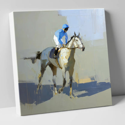 Blue Silks and Shadows racing horse canvas wall art