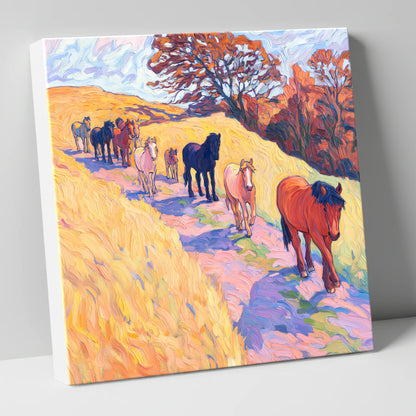Homeward Bound Herd horse landscape canvas wall art
