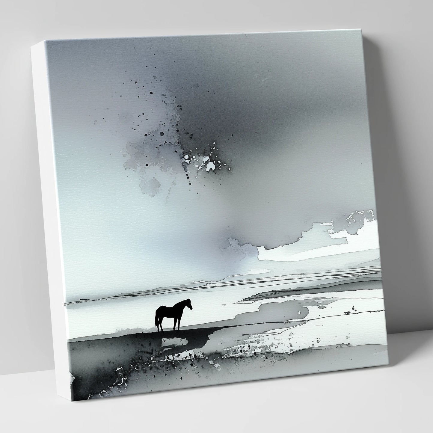 Solitary Horizon horse landscape canvas wall art